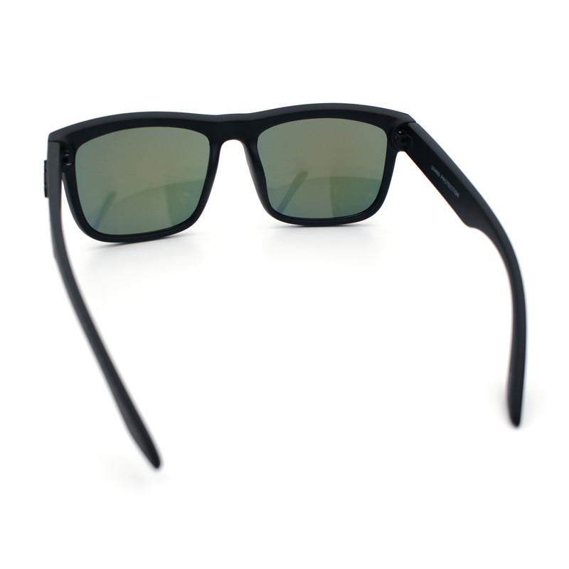 Kush Mirrored Brushed Plastic Wood Grain Iconic Horn Rim Sunglasses