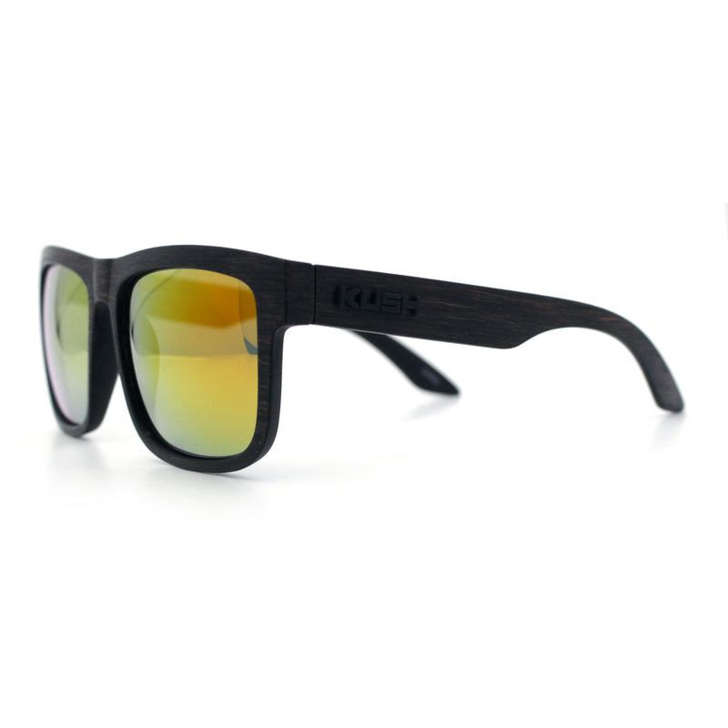 Kush Mirrored Brushed Plastic Wood Grain Iconic Horn Rim Sunglasses