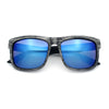 Kush Mirrored Brushed Plastic Wood Grain Iconic Horn Rim Sunglasses