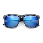 Kush Mirrored Brushed Plastic Wood Grain Iconic Horn Rim Sunglasses