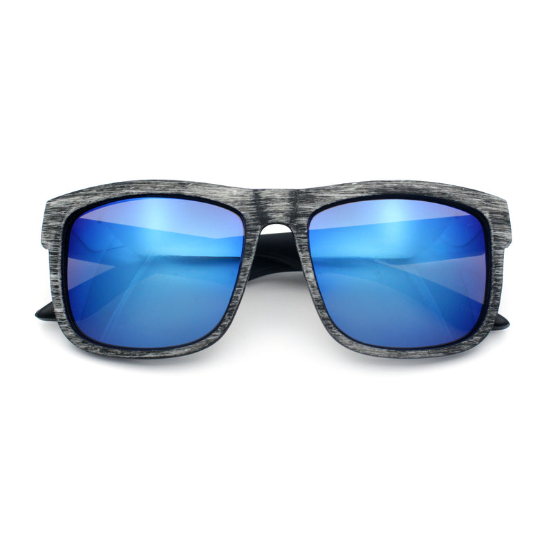 Kush Mirrored Brushed Plastic Wood Grain Iconic Horn Rim Sunglasses