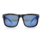 Kush Mirrored Brushed Plastic Wood Grain Iconic Horn Rim Sunglasses