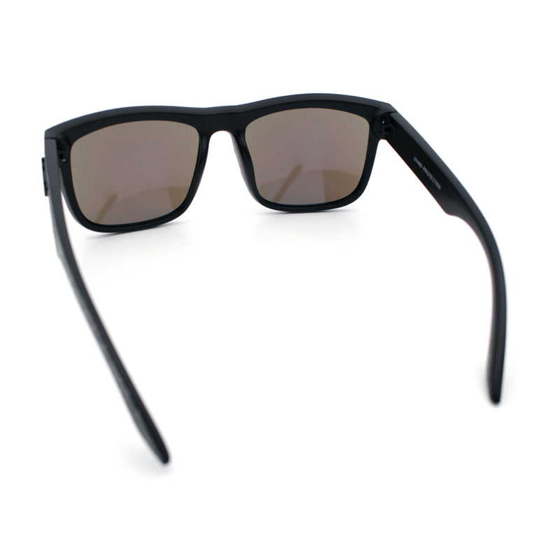 Kush Mirrored Brushed Plastic Wood Grain Iconic Horn Rim Sunglasses