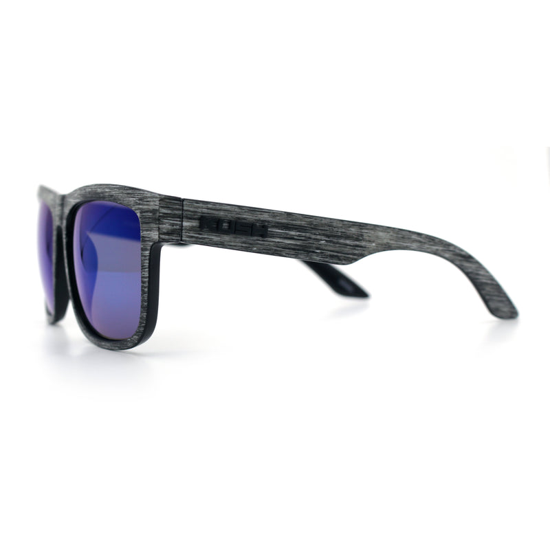 Kush Mirrored Brushed Plastic Wood Grain Iconic Horn Rim Sunglasses