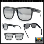 Kush Mirrored Brushed Plastic Wood Grain Iconic Horn Rim Sunglasses