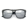 Kush Mirrored Brushed Plastic Wood Grain Iconic Horn Rim Sunglasses