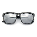 Kush Mirrored Brushed Plastic Wood Grain Iconic Horn Rim Sunglasses