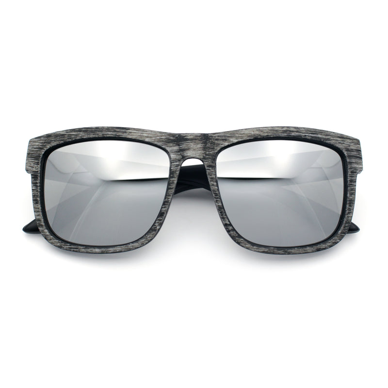 Kush Mirrored Brushed Plastic Wood Grain Iconic Horn Rim Sunglasses