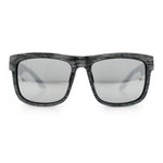 Kush Mirrored Brushed Plastic Wood Grain Iconic Horn Rim Sunglasses