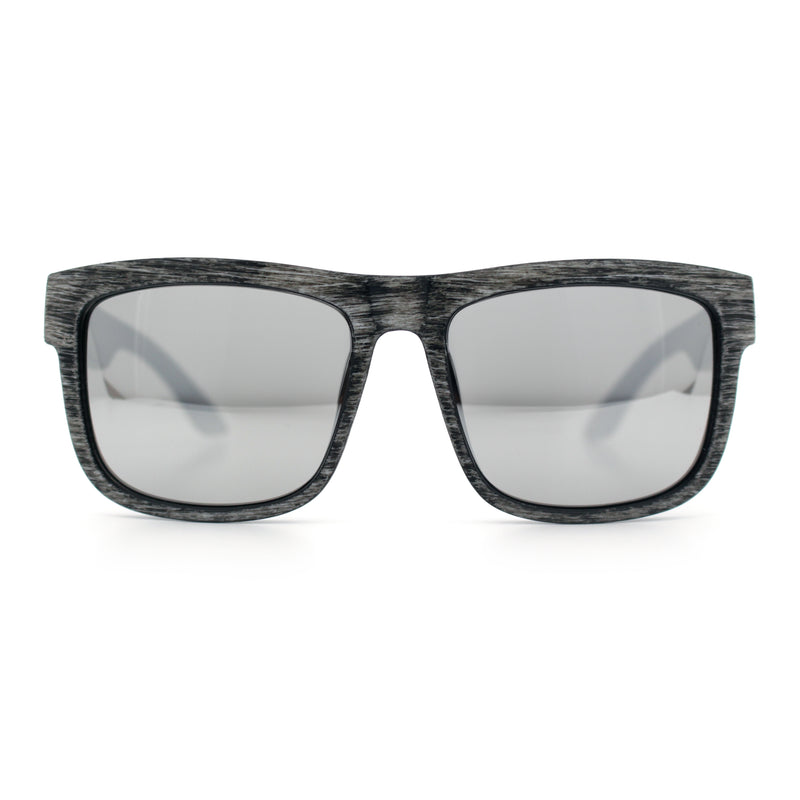 Kush Mirrored Brushed Plastic Wood Grain Iconic Horn Rim Sunglasses