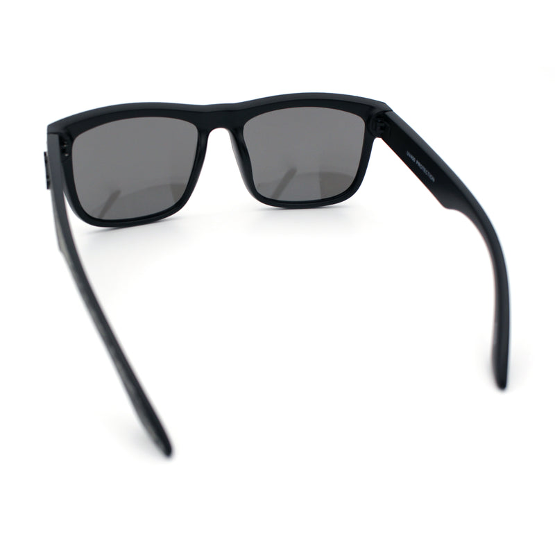 Kush Mirrored Brushed Plastic Wood Grain Iconic Horn Rim Sunglasses