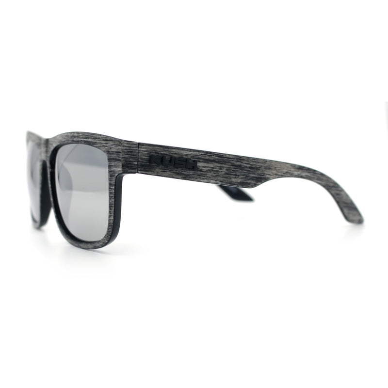 Kush Mirrored Brushed Plastic Wood Grain Iconic Horn Rim Sunglasses