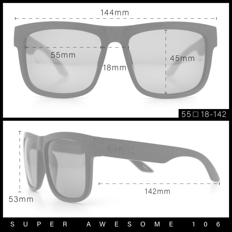 Kush Mirrored Brushed Plastic Wood Grain Iconic Horn Rim Sunglasses