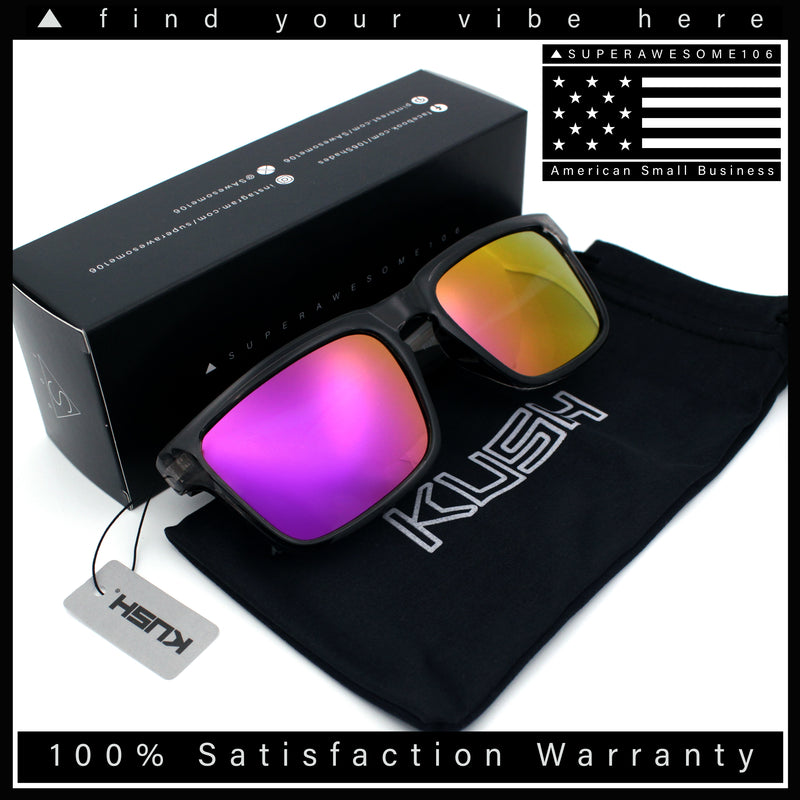 Premium Kush Polarized Keyhole Rectangle Sport Horn Rim Sunglasses