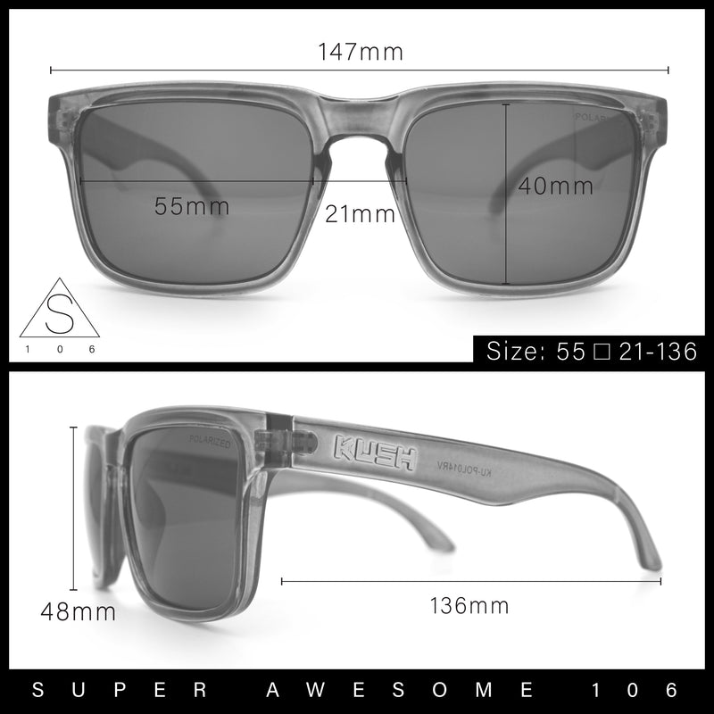 Premium Kush Polarized Keyhole Rectangle Sport Horn Rim Sunglasses