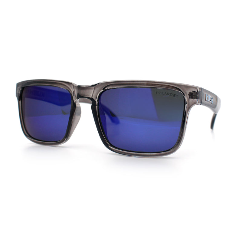 Premium Kush Polarized Keyhole Rectangle Sport Horn Rim Sunglasses
