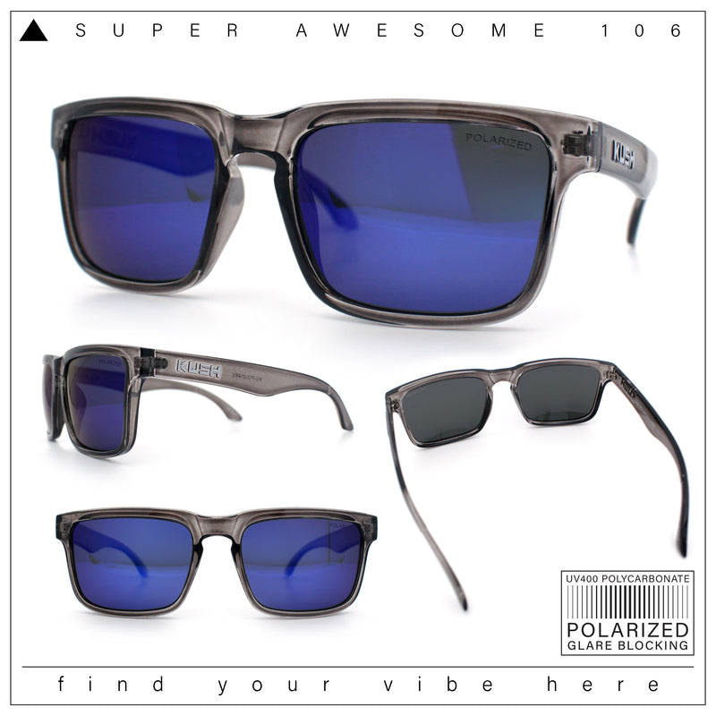 Premium Kush Polarized Keyhole Rectangle Sport Horn Rim Sunglasses