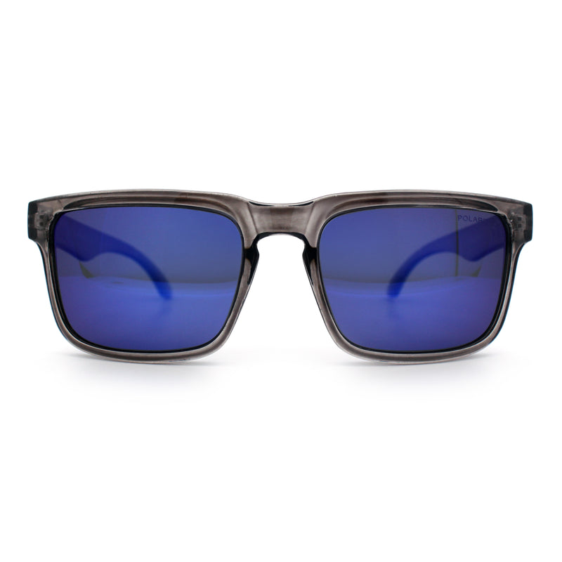 Premium Kush Polarized Keyhole Rectangle Sport Horn Rim Sunglasses
