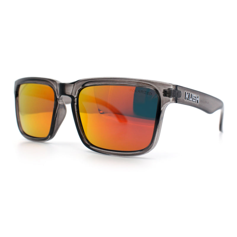 Premium Kush Polarized Keyhole Rectangle Sport Horn Rim Sunglasses