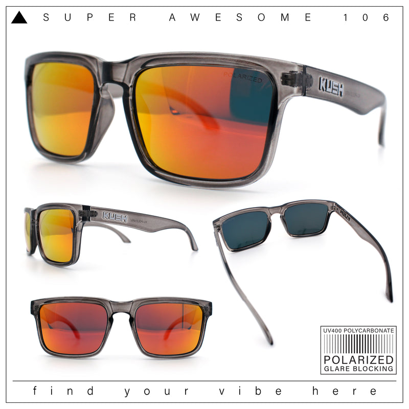 Premium Kush Polarized Keyhole Rectangle Sport Horn Rim Sunglasses