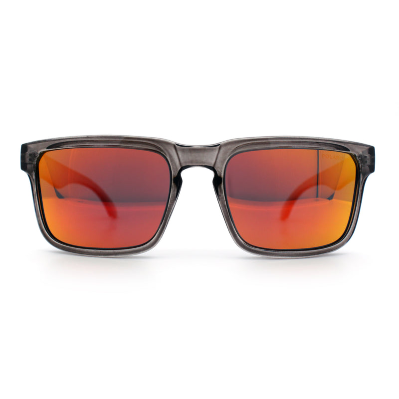Premium Kush Polarized Keyhole Rectangle Sport Horn Rim Sunglasses