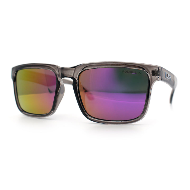Premium Kush Polarized Keyhole Rectangle Sport Horn Rim Sunglasses