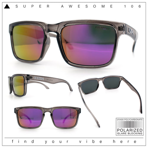 Premium Kush Polarized Keyhole Rectangle Sport Horn Rim Sunglasses