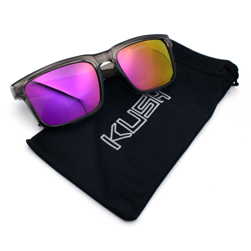 Premium Kush Polarized Keyhole Rectangle Sport Horn Rim Sunglasses