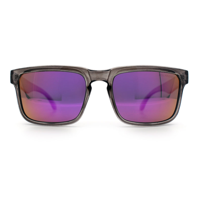Premium Kush Polarized Keyhole Rectangle Sport Horn Rim Sunglasses