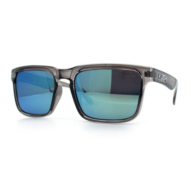Premium Kush Polarized Keyhole Rectangle Sport Horn Rim Sunglasses