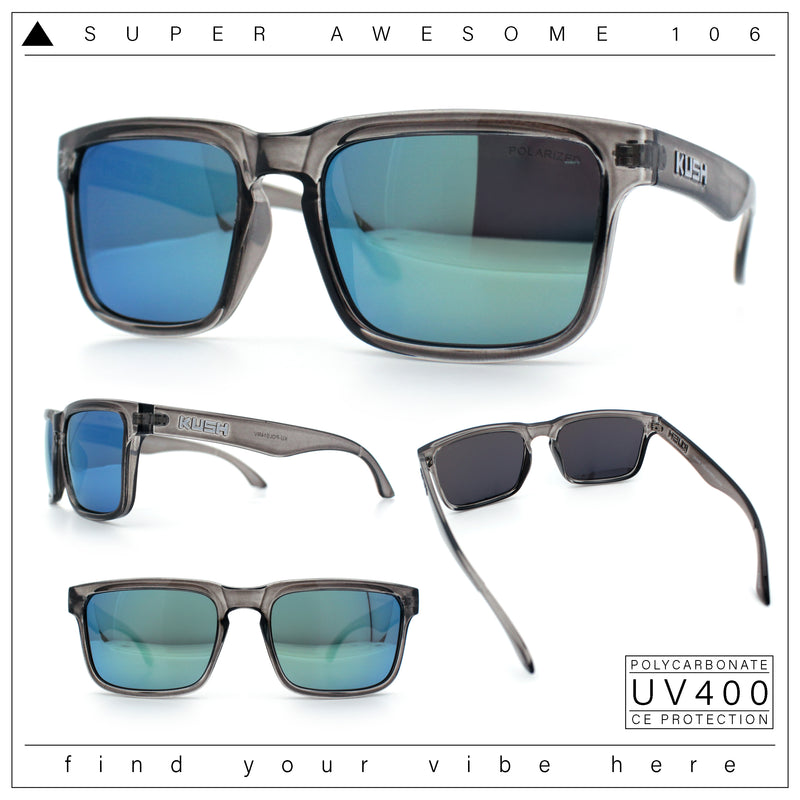 Premium Kush Polarized Keyhole Rectangle Sport Horn Rim Sunglasses