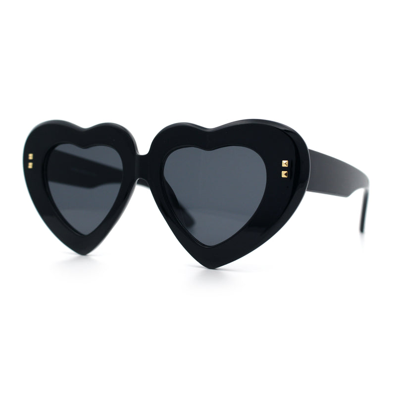 Womens Oversize Thick Heart Shape Funky Retro Sunglasses