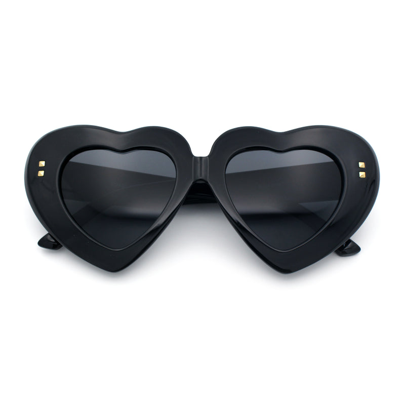 Womens Oversize Thick Heart Shape Funky Retro Sunglasses