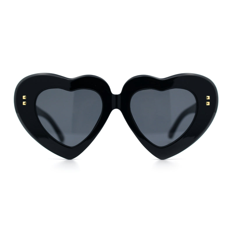 Womens Oversize Thick Heart Shape Funky Retro Sunglasses