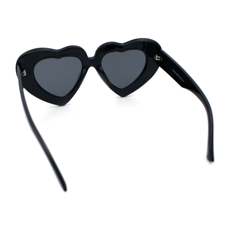 Womens Oversize Thick Heart Shape Funky Retro Sunglasses