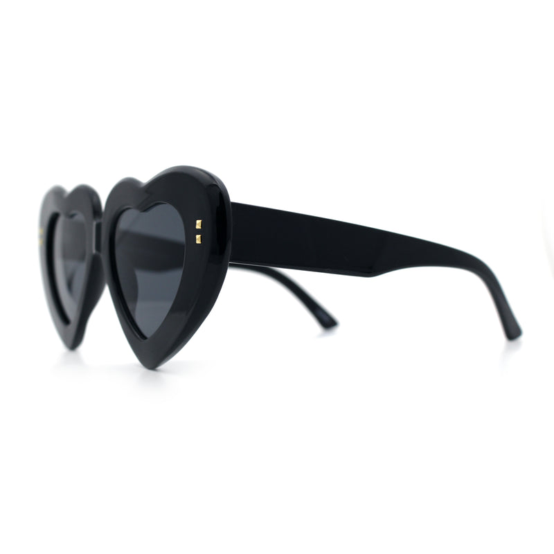 Womens Oversize Thick Heart Shape Funky Retro Sunglasses