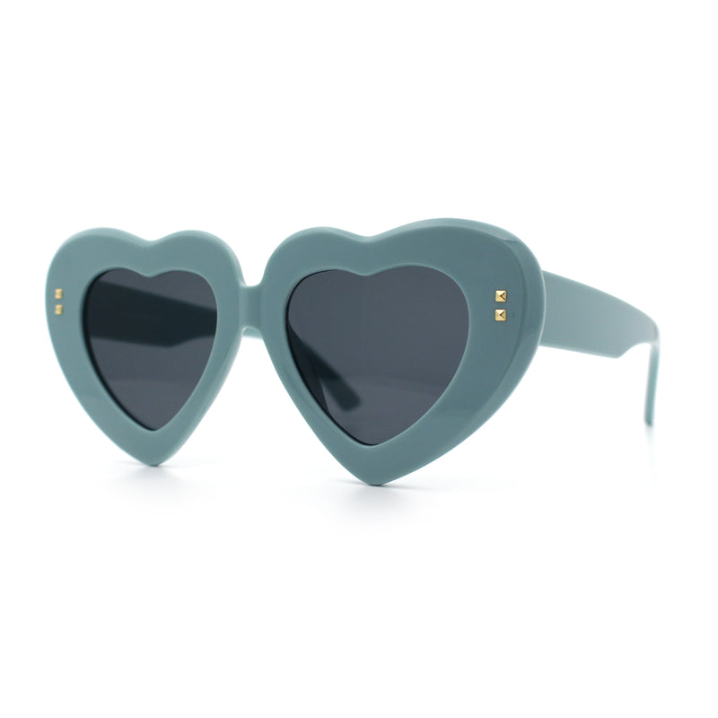 Womens Oversize Thick Heart Shape Funky Retro Sunglasses