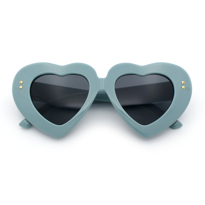 Womens Oversize Thick Heart Shape Funky Retro Sunglasses