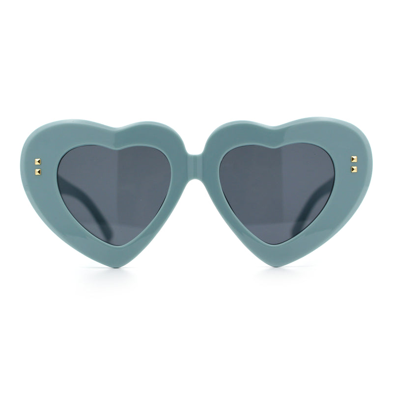 Womens Oversize Thick Heart Shape Funky Retro Sunglasses