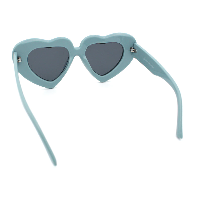 Womens Oversize Thick Heart Shape Funky Retro Sunglasses