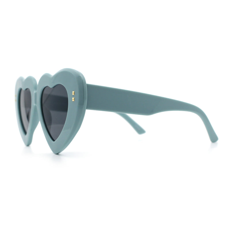 Womens Oversize Thick Heart Shape Funky Retro Sunglasses