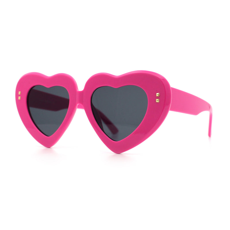 Womens Oversize Thick Heart Shape Funky Retro Sunglasses