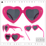 Womens Oversize Thick Heart Shape Funky Retro Sunglasses