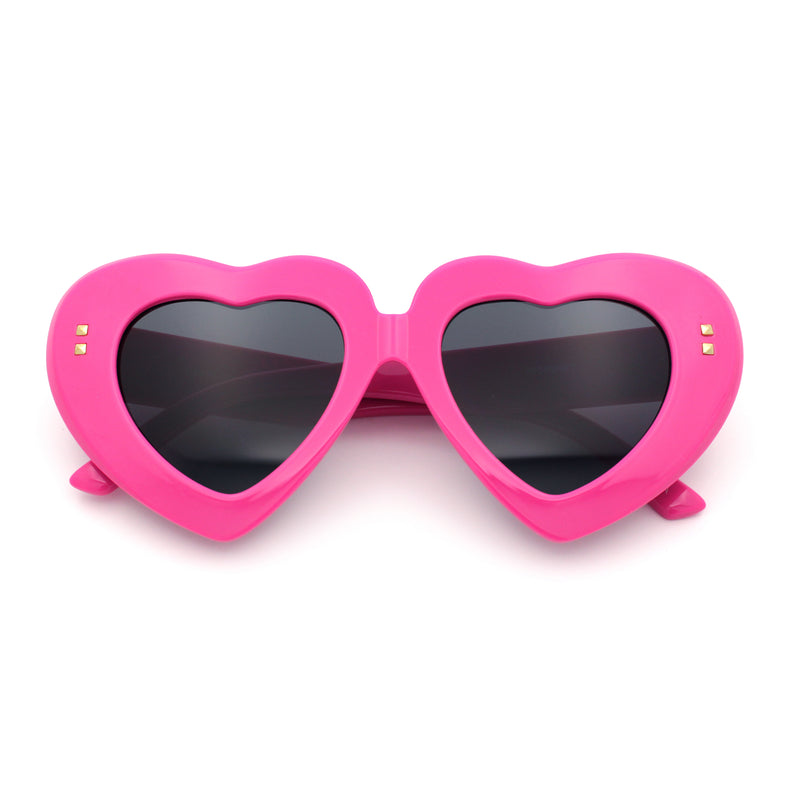 Womens Oversize Thick Heart Shape Funky Retro Sunglasses