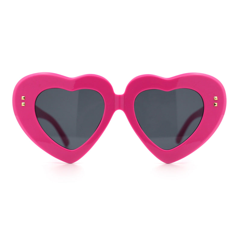 Womens Oversize Thick Heart Shape Funky Retro Sunglasses