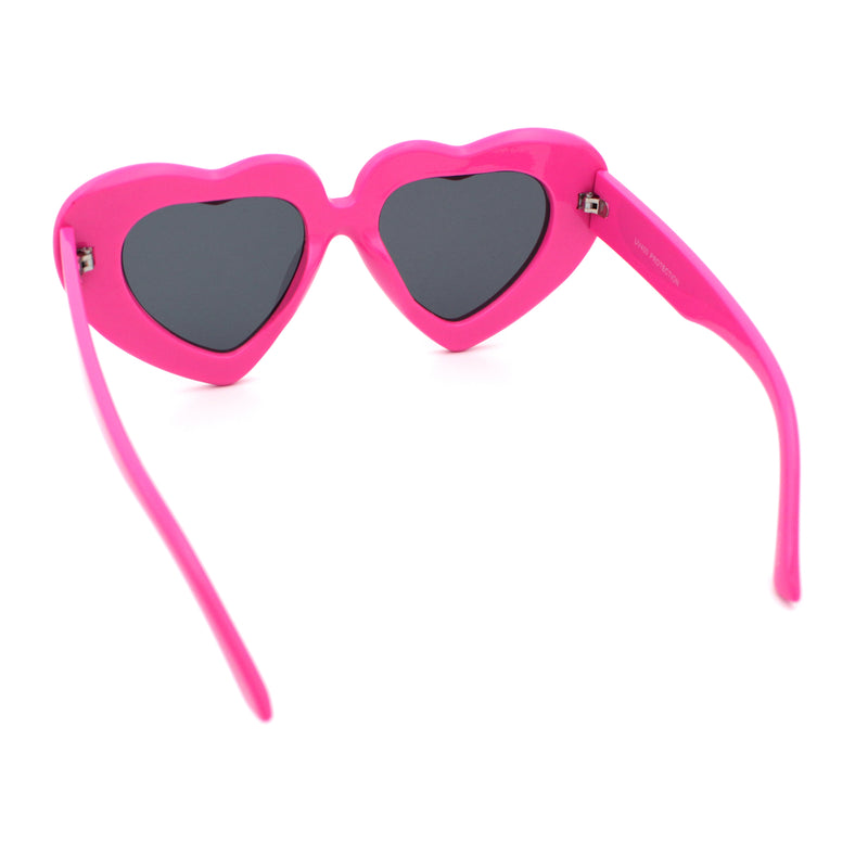 Womens Oversize Thick Heart Shape Funky Retro Sunglasses
