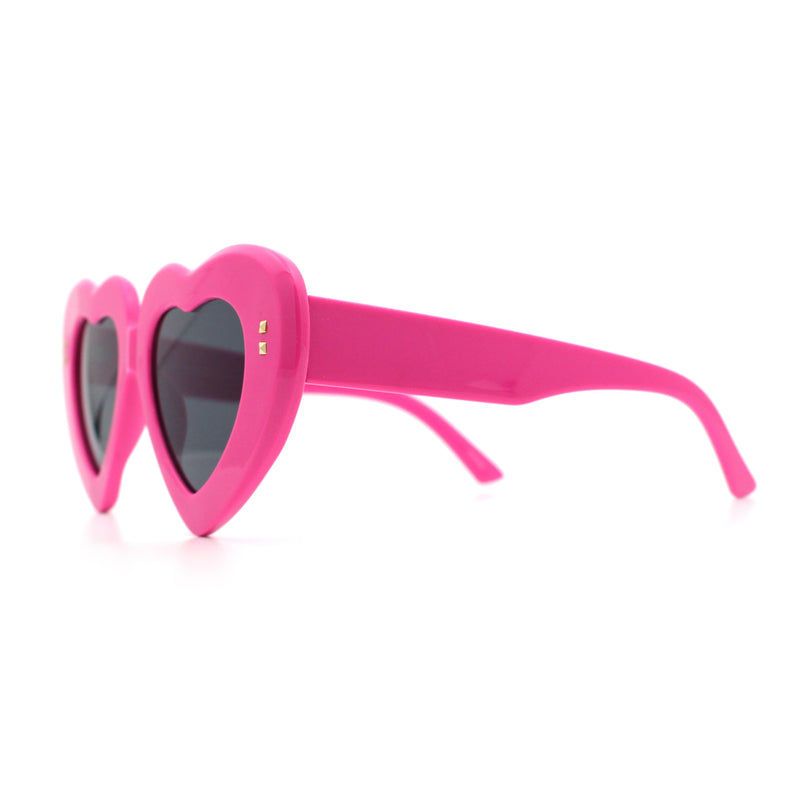 Womens Oversize Thick Heart Shape Funky Retro Sunglasses