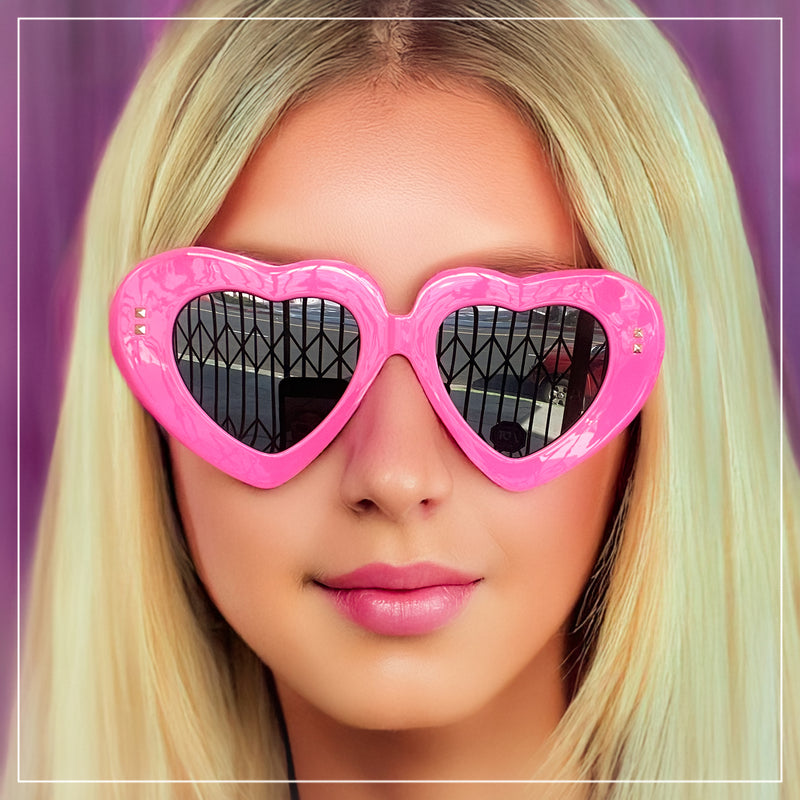 Womens Oversize Thick Heart Shape Funky Retro Sunglasses