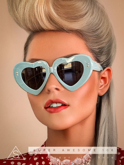 Womens Oversize Thick Heart Shape Funky Retro Sunglasses