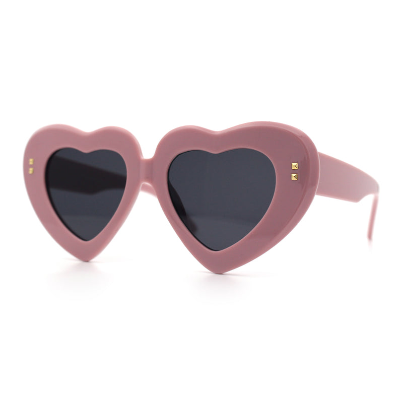 Womens Oversize Thick Heart Shape Funky Retro Sunglasses